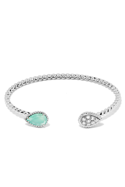 Serpent Bohème Double Motif Bracelet, 18k White Gold, Aquaprase & Diamonds