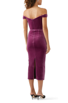 Off Shoulder V Neck Corset Dress in Velvet