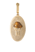 'Ice Cream Cone' Charm, 18k Yellow Gold & Tiger Eye Stone