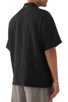 Washer Pleated Open Short Sleeve Shirt