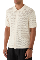 Textured Cotton Short Sleeves Cardigan