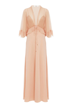 V-Neck Long Dress in Crêpe Satin