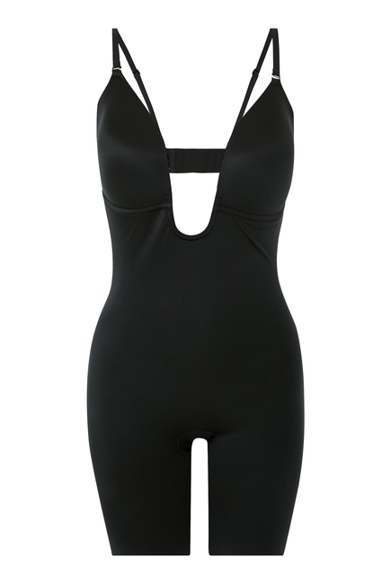 Suit Your Fancy Shaping Plunge Low-Back Mid-Thigh Bodysuit