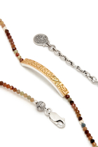 Nur Ahmed Shawqi Calligraphy Beaded Bracelet, 18K Yellow Gold, Sterling Silver & Garnets