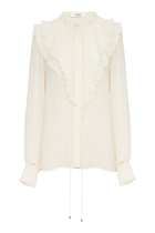 Ruffled Blouse in Silk Georgette