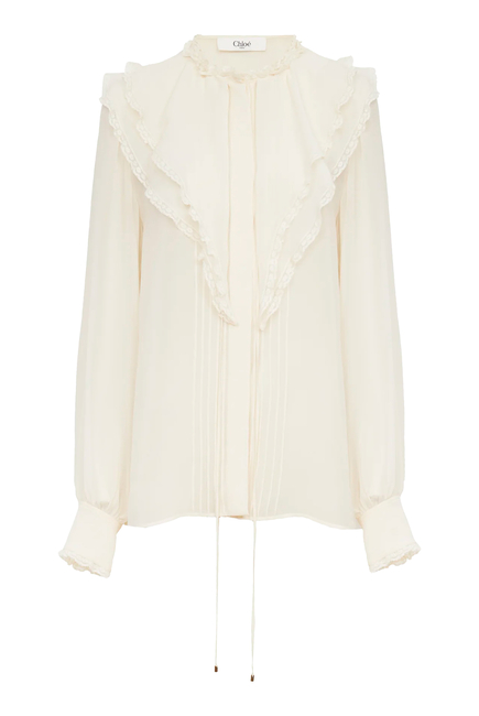 Ruffled Blouse in Silk Georgette