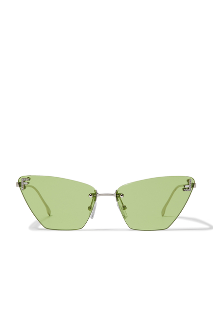 Fendi First Crystal Silver Cat Eye Sunglasses