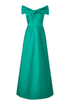 Mikado Stretch Off The Shoulder Twist Gown