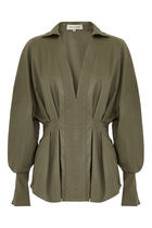 Noronha Draped Cotton Poplin Top