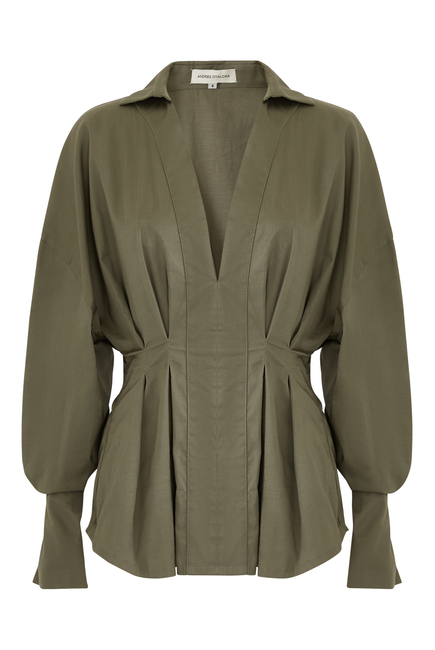 Noronha Draped Cotton Poplin Top
