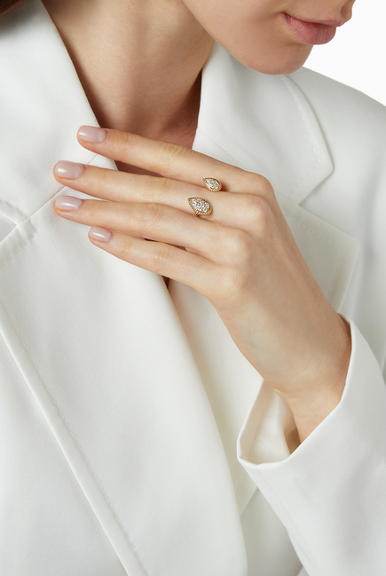 Serpent Bohème Double Motif Diamond Ring, 18k Yellow Gold & Diamond