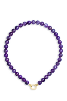 Amethyst Beaded Necklace, 18K Yellow Gold