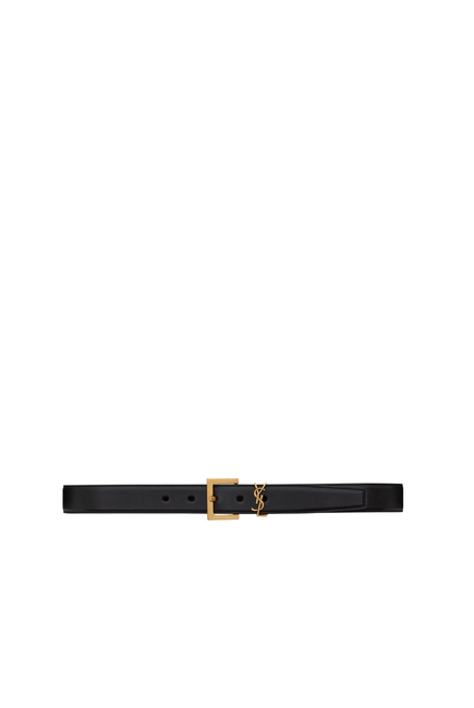Monogram Leather Belt With Square Buckle