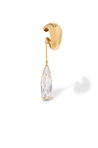 Clear Teardrop Ear Cuff in Gold Vermeil, 925 Sterling Silver & Zirconia