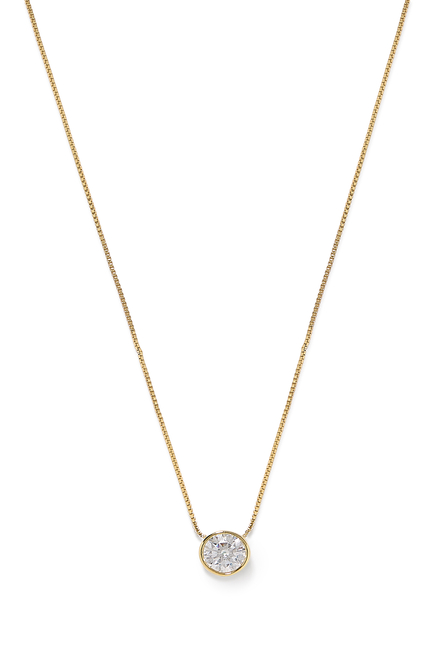 Bezel Solitaire Necklace, 14K Vermeil