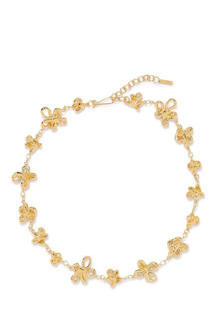 The Past Within The Present Flower Necklace, 18K Yellow Gold-Plated Brass
