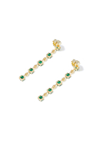Bar Spaced Drop Link Earrings, Gold-Plated Brass & Cubic Zirconia
