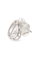 Faura Stud Earrings, 14k Vermeil with  Shell Pearl & Crystal Accents