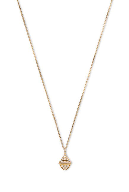 Cleo Mini Rev Pendant, 18k Yellow Gold with Full Diamonds
