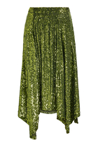 Asymmetric Sequined Midi Skirt 