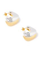 MIXED METAL DOUBLE HOOP EARRING:Multi Colour:One Size
