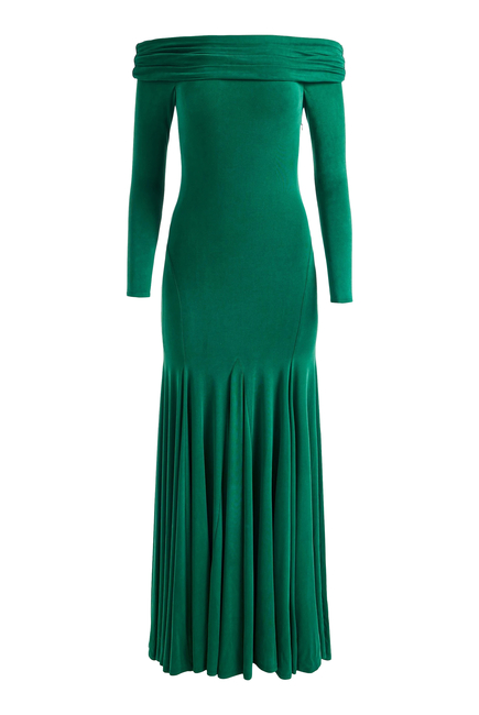 Augusta Off the Shoulder Ruched Maxi Dress