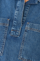 High-Low Short-Sleeve Denim Shirt