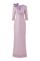 Metallic Jacquard Speckle Pattern Flower Gown