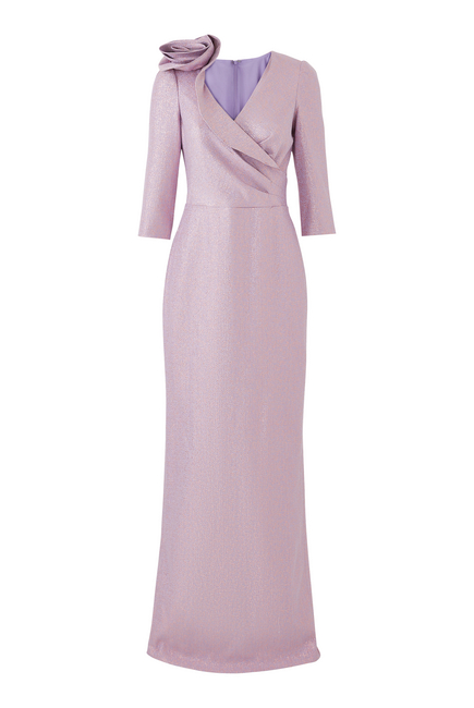 Metallic Jacquard Speckle Pattern Flower Gown