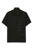 Washer Pleated Open Short Sleeve Shirt