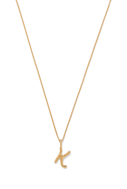 Curly Molten Mini Initial Necklace - K, 18k Recycled Gold Vermeil on Recycled Sterling Silver