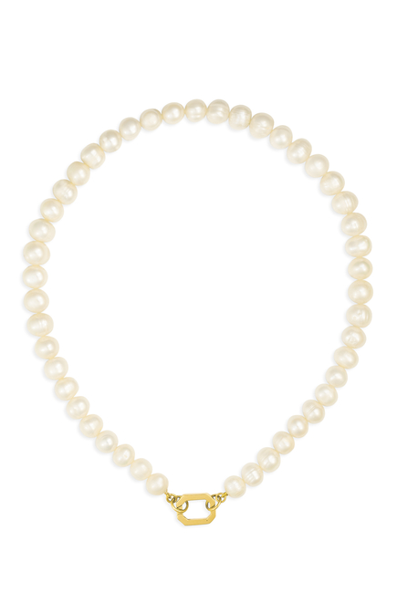 Round Pearl Necklace, 18K Yellow Gold