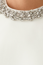 Cape Embellished Crepe Midi Dress