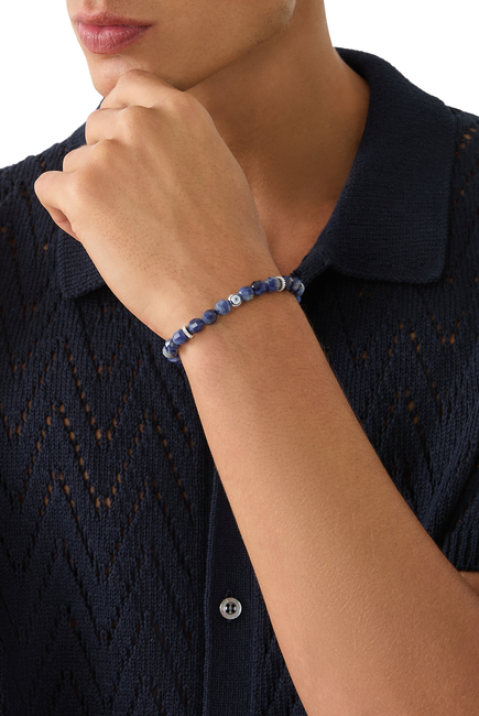  Hexade Evil Eye Bracelet, Rhodium Plated Sterling Silver & Sodalite