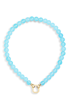 Aqua Beaded Necklace, 18K Yellow Gold
