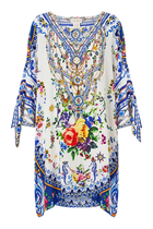 Tie Sleeve Short V Neck Kaftan