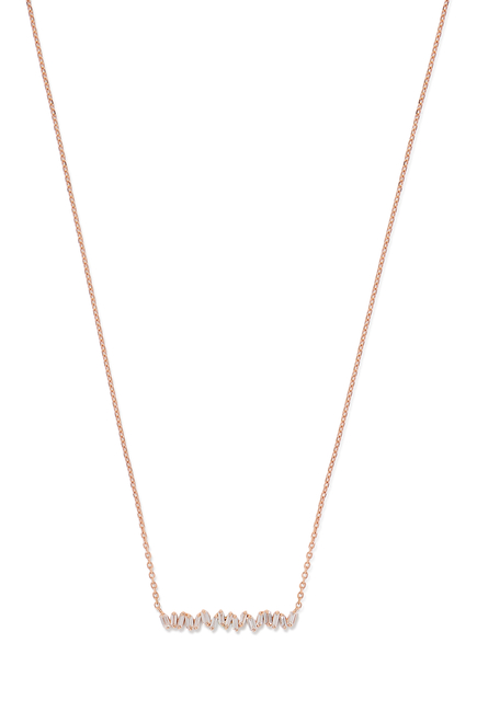 Classic Bar Pendant Necklace, 18k Rose Gold & Diamonds