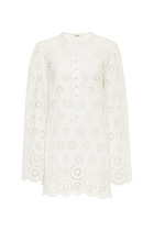 Long-Sleeve Mini Dress in Cotton Voile