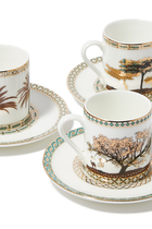 Assorted Tree Espressco Cup & Saucer, Set of 6