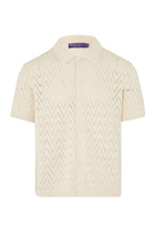 Textured Cotton Short Sleeves Cardigan