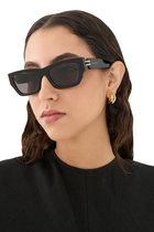 B.zero1 Black Rectangular Sunglasses