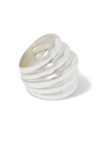 Ribbed Ring, Silver Plated Brass