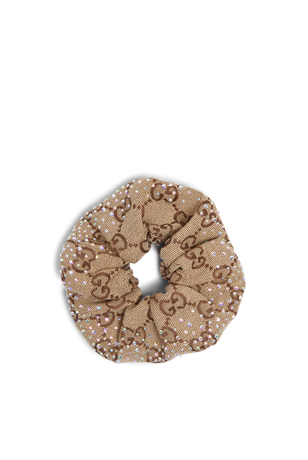 GG Crystal Embellished Canvas Scrunchie