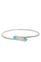 Cleo  Slim Bangle, 18k White Gold with Blue Chalcedony & Diamonds