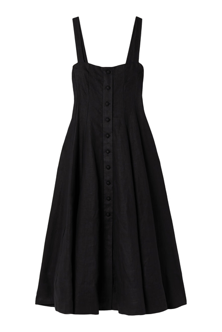 Corbiere Pleated Linen Midi Dress