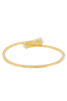 Cleo Slim Bangle, 18k Yellow Gold with White Agate & Diamonds