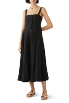 Corbiere Pleated Linen Midi Dress