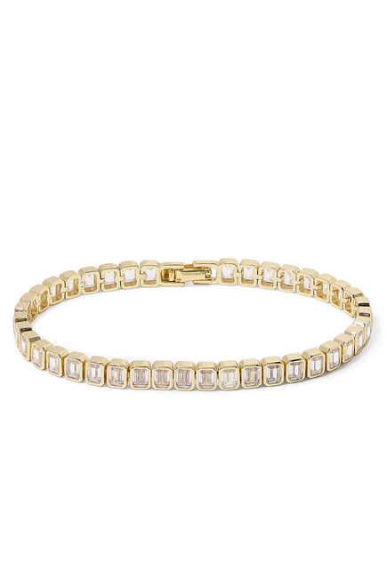 Emerald Cut Baguette Tennis Bracelet, 14k Vermeil on Sterling Silver with Cubic Zirconia
