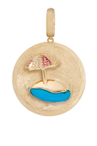 Umbrella Sands Charm, 18K Yellow Gold, Turquoise & Diamonds