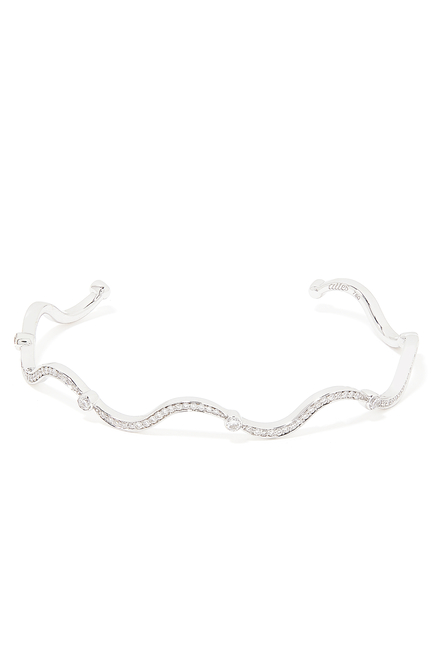 Wave Diamond Bracelet, 18k White Gold